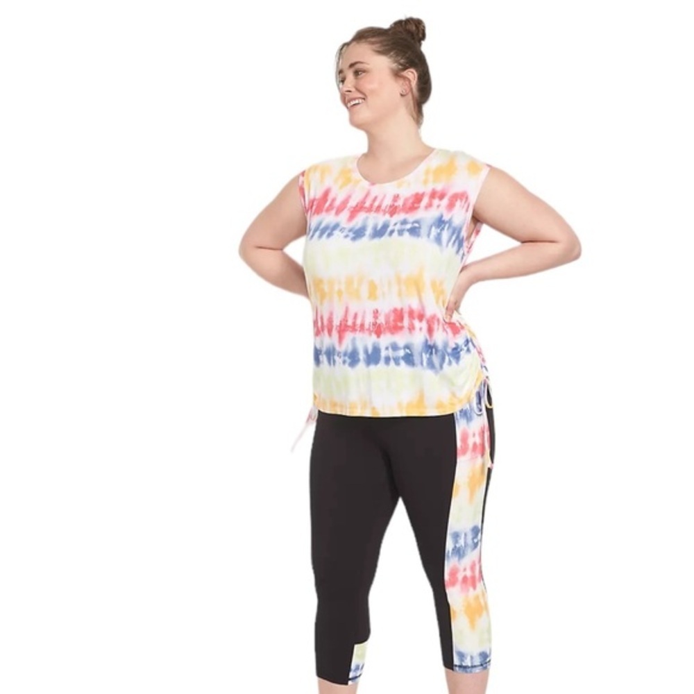 LIVI LANE BRYANT SLEEVELESS TIE DYED RUCHED SIDES SHIRT TOP XL - Picture 2 of 10